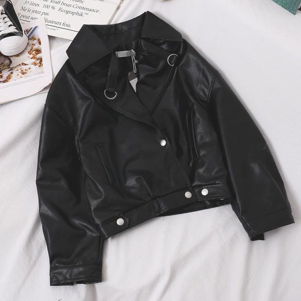 women's leather & faux spring autumn vintage batwing sleeve coat short zipper motor biker jacket women lady, Black
women's leather & faux spring autumn vintage batwing sleeve coat short zipper motor biker jacket women lady, Black