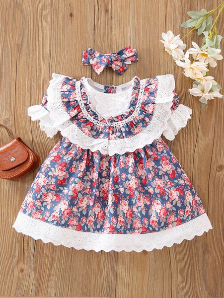 baby floral print eyelet embroidered ruffle trim puff sleeve dress & headband she, Red;yellow
baby floral print eyelet embroidered ruffle trim puff sleeve dress & headband she, Red;yellow