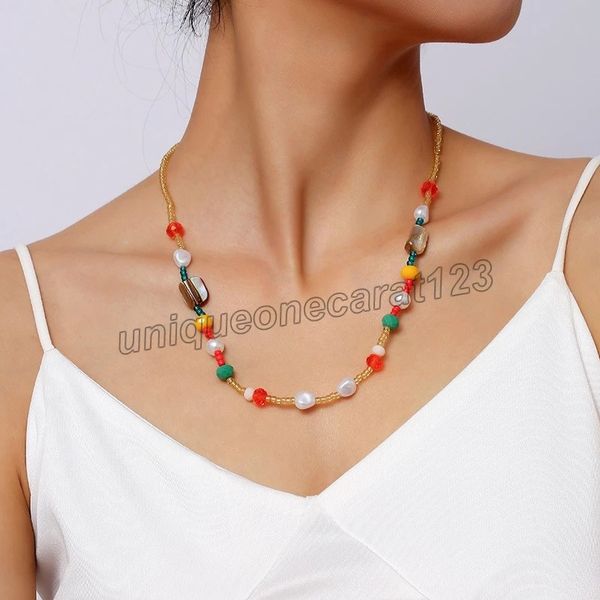 colorful bead crystal pearl pendant necklaces women bohemian charm choker necklace for women party jewelry, Golden;silver
colorful bead crystal pearl pendant necklaces women bohemian charm choker necklace for women party jewelry, Golden;silver
