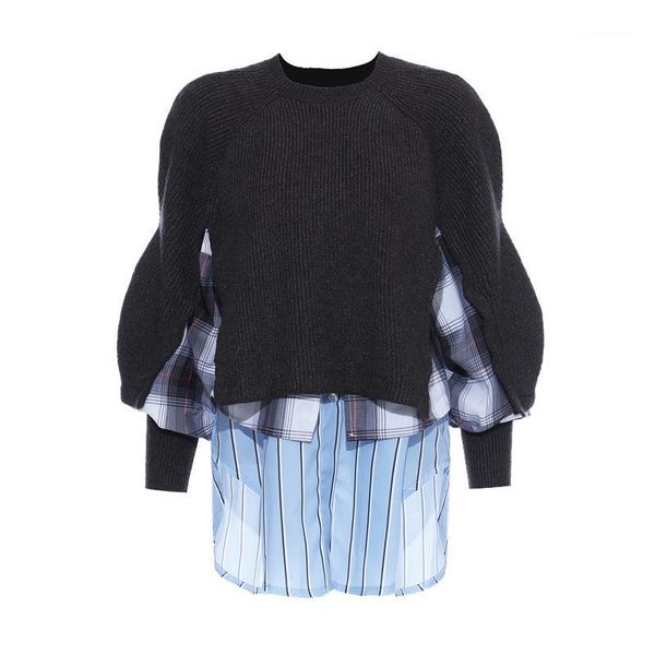 women's sweaters 2021 fashion irregular multiple checkered pattern stitching fake two sweaters1, White;black
women's sweaters 2021 fashion irregular multiple checkered pattern stitching fake two sweaters1, White;black