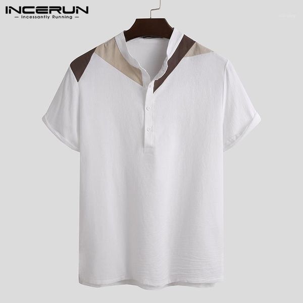 men's casual shirts incerun leisure cotton comfortable blusas chic vintage blouse summer men patchwork fashion short sleeve o neck cami, White;black
men's casual shirts incerun leisure cotton comfortable blusas chic vintage blouse summer men patchwork fashion short sleeve o neck cami, White;black