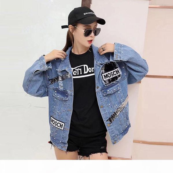 jeans jacket women 2019 sequins pearls punk batwing sleeve women's denim jacket loose vintage streetwear female jacket coat y190921, Black;brown
jeans jacket women 2019 sequins pearls punk batwing sleeve women's denim jacket loose vintage streetwear female jacket coat y190921, Black;brown