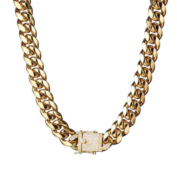 hip hop 12mm men cuban miami chain necklace stainless steel rhinestone clasp fashion curb link chain necklaces, Silver
hip hop 12mm men cuban miami chain necklace stainless steel rhinestone clasp fashion curb link chain necklaces, Silver