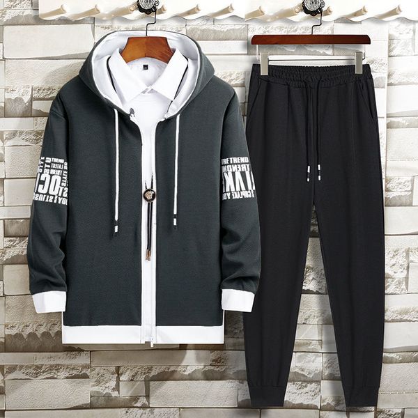 sweater suit men's hoodie casual sports trend cardigan spring and autumn sportswear, Gray
sweater suit men's hoodie casual sports trend cardigan spring and autumn sportswear, Gray