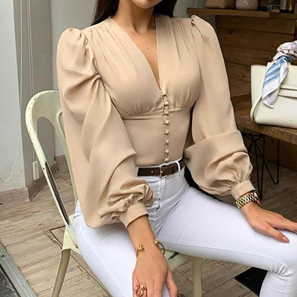 vintage blouses woman v-neck black button lantern long sleeve slim spring new elegant lady office shirt blusas lx245, White
vintage blouses woman v-neck black button lantern long sleeve slim spring new elegant lady office shirt blusas lx245, White