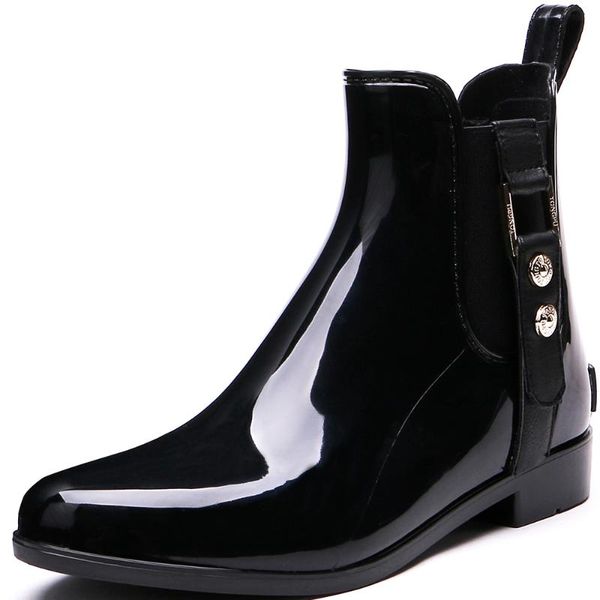 tongpu women's ankle high eco-pvc waterproof outdoor glossy surface rain boots, Black
tongpu women's ankle high eco-pvc waterproof outdoor glossy surface rain boots, Black