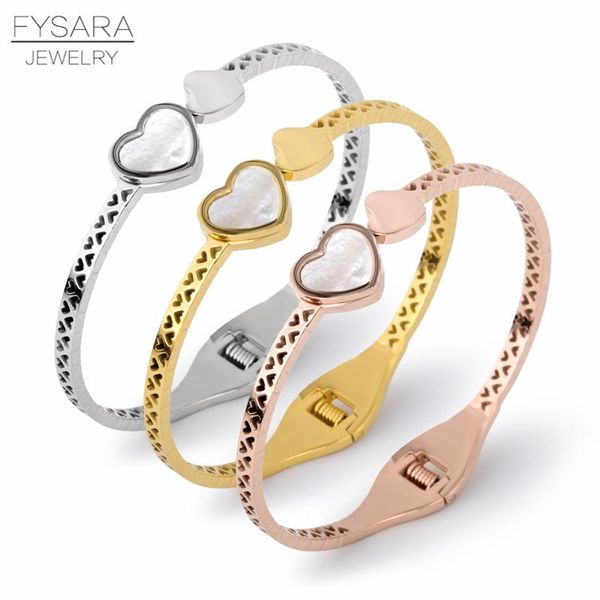 fysara white shell hollow heart lover bangles female rose gold color metal bangles fashion jewelry girl friends bbyfvb bdehome, Black
fysara white shell hollow heart lover bangles female rose gold color metal bangles fashion jewelry girl friends bbyfvb bdehome, Black