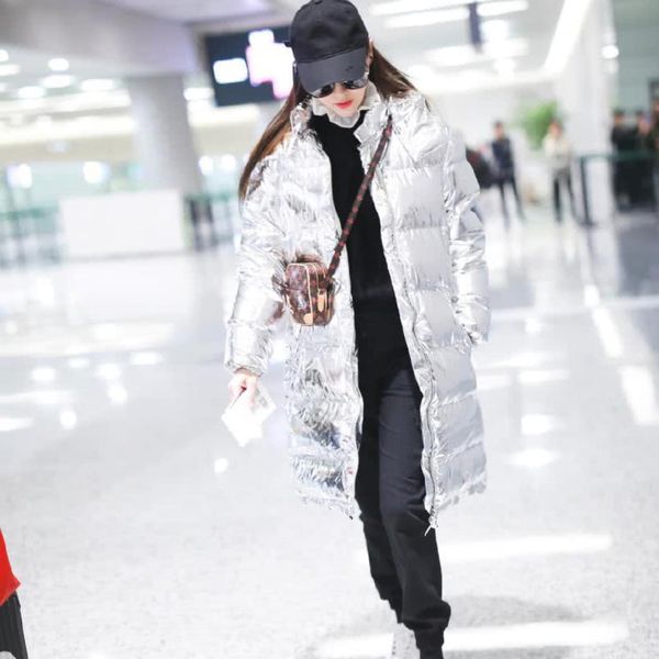 women 2020 silver holographic glitter plus size long women's winter coat hooded thick down jacket parka 's, Black
women 2020 silver holographic glitter plus size long women's winter coat hooded thick down jacket parka 's, Black