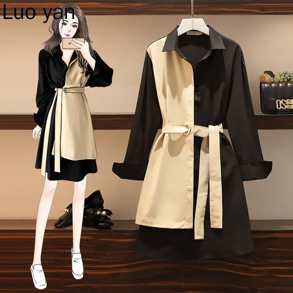 plus size office ladies patchwork shirt dress autumn 2020 fashion turn-down collar long sleeve loose casual elegant mini dresses, Black;gray
plus size office ladies patchwork shirt dress autumn 2020 fashion turn-down collar long sleeve loose casual elegant mini dresses, Black;gray