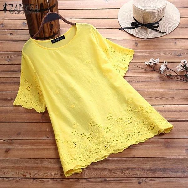women's embroidery blouse zanzea elegant tunic casual hollow chemise female short sleeve shirts blusas plus size solid y200622, White
women's embroidery blouse zanzea elegant tunic casual hollow chemise female short sleeve shirts blusas plus size solid y200622, White