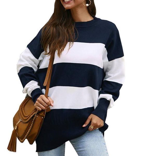 2021 new autumn/winter sweater casual fashion striped stitching fine wool winter clothes women sweaters for women, White;black
2021 new autumn/winter sweater casual fashion striped stitching fine wool winter clothes women sweaters for women, White;black