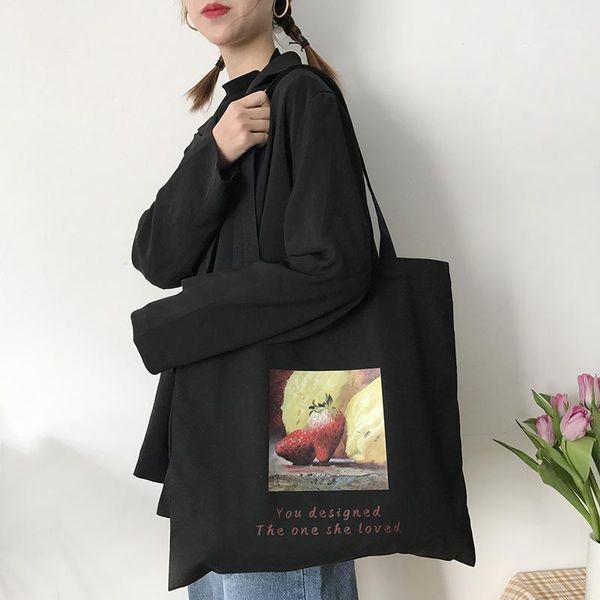 women canvas shopping bag large capacity strawberry rose print shoulder bag cloth fabric books handbag big tote for girls black1
women canvas shopping bag large capacity strawberry rose print shoulder bag cloth fabric books handbag big tote for girls black1