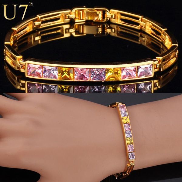 u7 unique design bracelet fashion jewelry gold color trendy cubic zirconia bracelets for women h532, Black
u7 unique design bracelet fashion jewelry gold color trendy cubic zirconia bracelets for women h532, Black
