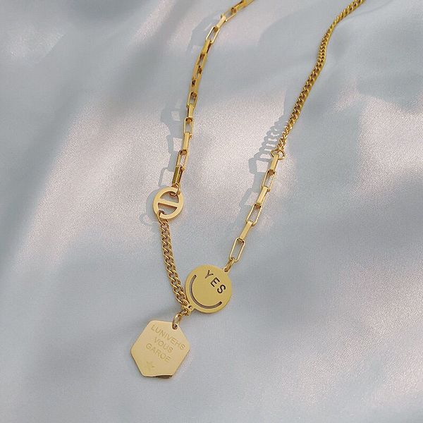 net red necklace female minority design fashion ins simple cool breeze smiling face titanium steel hip hop decoration clavicle chain, Silver
net red necklace female minority design fashion ins simple cool breeze smiling face titanium steel hip hop decoration clavicle chain, Silver
