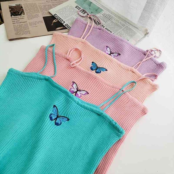 women strap femme skinny camis summer simcrop high street butterfly casual or women summer, White
women strap femme skinny camis summer simcrop high street butterfly casual or women summer, White