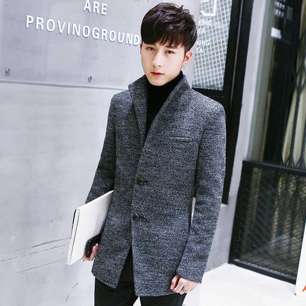 autumn and winter business woolen medium length casual woollen windbreaker korean slim fit young men's denim coat, Tan;black
autumn and winter business woolen medium length casual woollen windbreaker korean slim fit young men's denim coat, Tan;black
