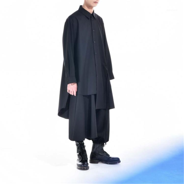 spring and summer new men's european and american loose shirt personality youth coat medium long asymmetric long sleeve shirt1, White;black
spring and summer new men's european and american loose shirt personality youth coat medium long asymmetric long sleeve shirt1, White;black