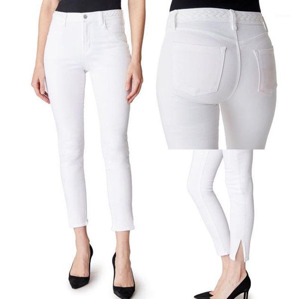 spring summer high woven waist skinny thin side split nine points elastic button white jeans pencil pants fashion classic1, Blue
spring summer high woven waist skinny thin side split nine points elastic button white jeans pencil pants fashion classic1, Blue