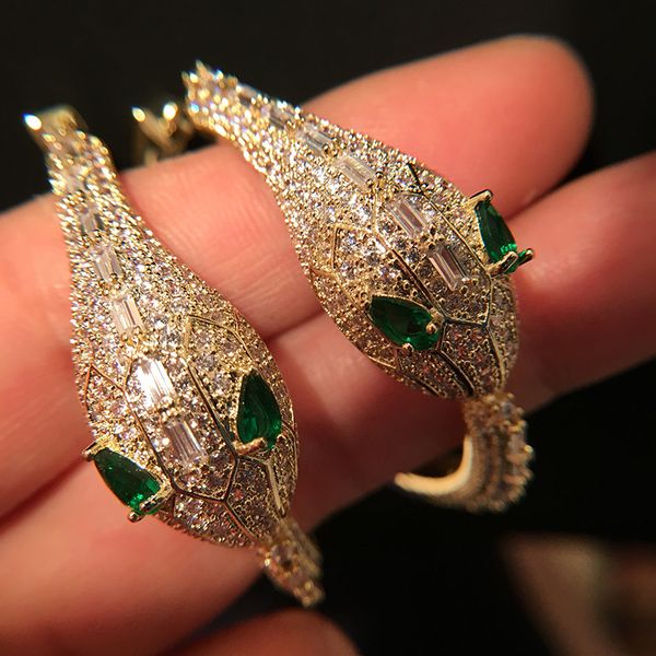 women earrings gold plated full cz snake hoops earrings for girls women for wedding party, Golden;silver
women earrings gold plated full cz snake hoops earrings for girls women for wedding party, Golden;silver