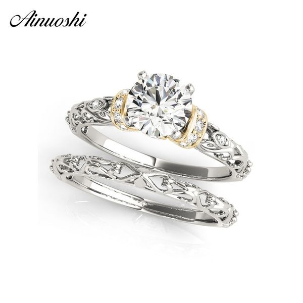 ainuoshi 925 sterling silver wedding ring set women engagement anniversary 0.75ct round cut lovely bridal silver rings jewelry y200106, Slivery;golden
ainuoshi 925 sterling silver wedding ring set women engagement anniversary 0.75ct round cut lovely bridal silver rings jewelry y200106, Slivery;golden