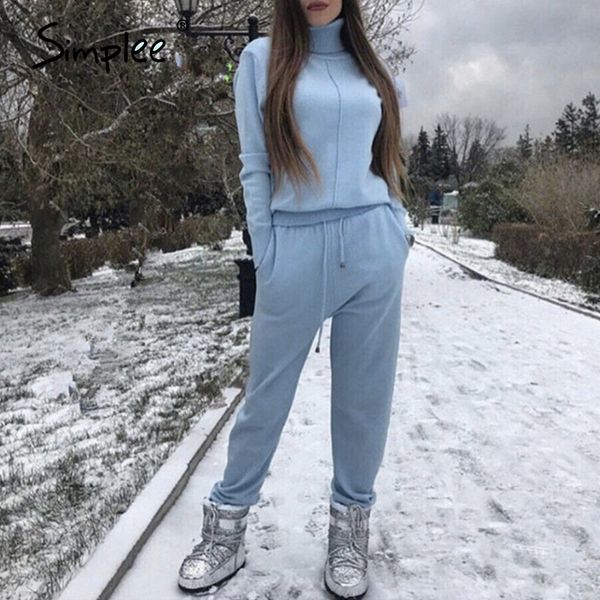 simplee casual sky blue sports suit high collar long sleeve knitting suit autumn winter women's two piece home indoor suit 201110, White
simplee casual sky blue sports suit high collar long sleeve knitting suit autumn winter women's two piece home indoor suit 201110, White