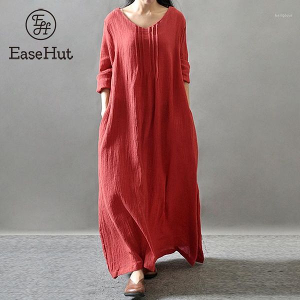 easehut 2020 new vintage women maxi cotton dress plus size long sleeves pockets v neck ruched loose kaftan robe dresses vestidos1, Black;gray
easehut 2020 new vintage women maxi cotton dress plus size long sleeves pockets v neck ruched loose kaftan robe dresses vestidos1, Black;gray