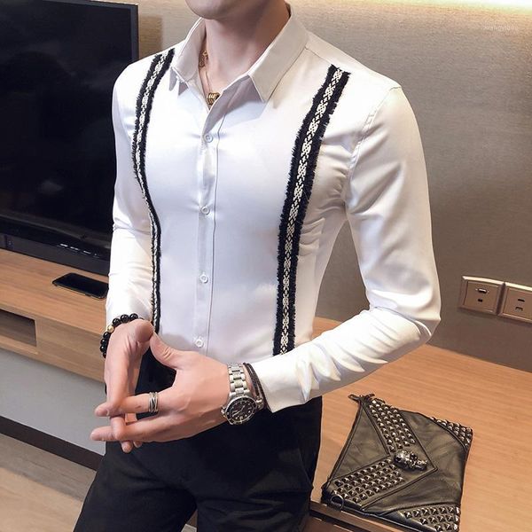brand fake strap design shirt men long sleeve british style party nightclub bar work clothing men casual shirts black white v3501, White;black
brand fake strap design shirt men long sleeve british style party nightclub bar work clothing men casual shirts black white v3501, White;black