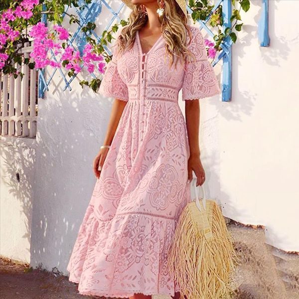 summer new fashion women's v-neck short-sleeved openwork single-breasted ruffle lace waist long dress z4, Black;gray
summer new fashion women's v-neck short-sleeved openwork single-breasted ruffle lace waist long dress z4, Black;gray