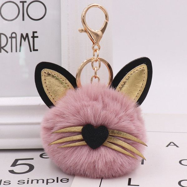 luxury girls cute cat ball pendant pu leather animal plush keychain rings rex rabbit fur women's bag car pendant, Slivery;golden 
luxury girls cute cat ball pendant pu leather animal plush keychain rings rex rabbit fur women's bag car pendant, Slivery;golden
