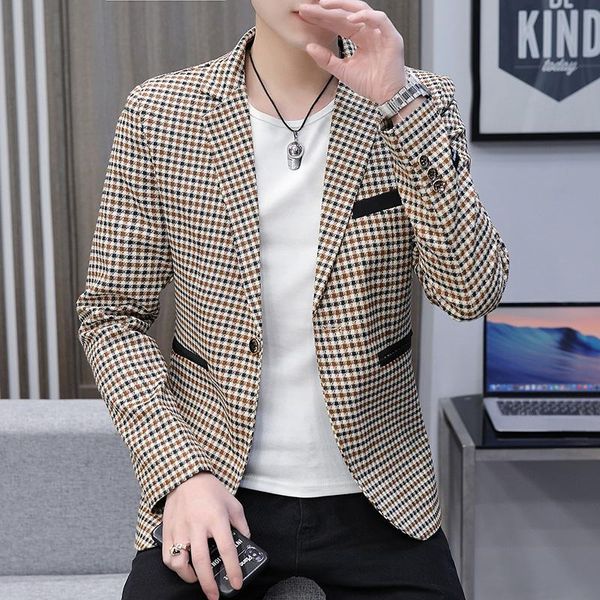casual suit men korean version slim fashion autumn men's youth plaid suit jacket 2021 new single west, White;black
casual suit men korean version slim fashion autumn men's youth plaid suit jacket 2021 new single west, White;black