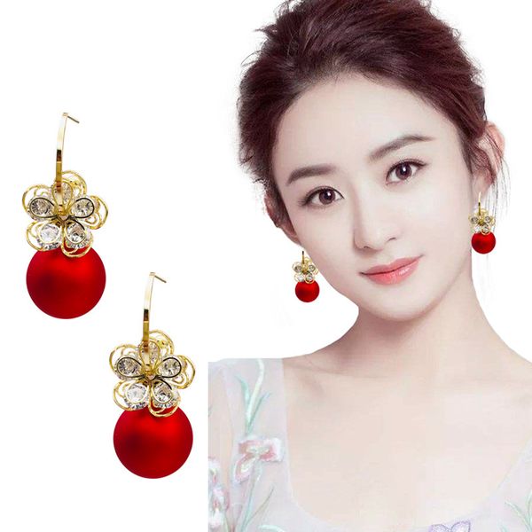 2020 new arrival trendy round women dangle earrings red bead earrings bright red new year's elegant fashion female jewelry, Silver
2020 new arrival trendy round women dangle earrings red bead earrings bright red new year's elegant fashion female jewelry, Silver