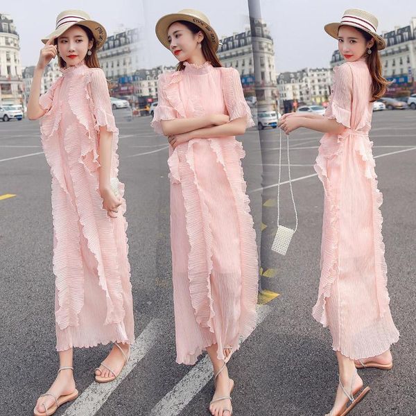 casual dresses large size chiffon summer women's dress 2021 fashion sweet stand collar maxi elegant ruffles bandage, Black;gray
casual dresses large size chiffon summer women's dress 2021 fashion sweet stand collar maxi elegant ruffles bandage, Black;gray