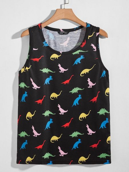 men dinosaur print tank e2ar#, White;black