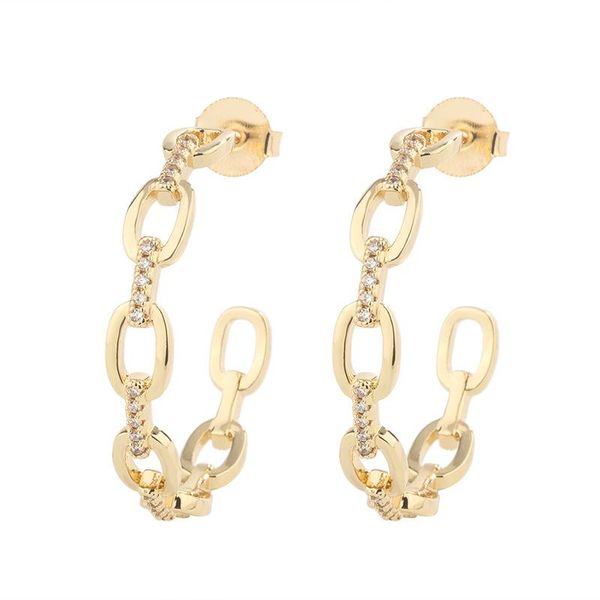 hoop & huggie 2pairs 18k plated gold/silver c shape cz zirconia chain stud earring, Golden;silver
hoop & huggie 2pairs 18k plated gold/silver c shape cz zirconia chain stud earring, Golden;silver