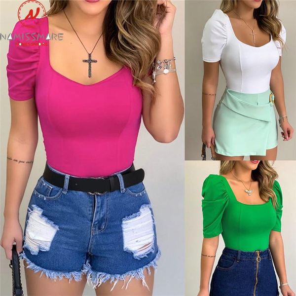 elegant women summer short sleeve t-shirts shrink design square collar puff sleeve solid color slim chest enlarged pullovers top, White
elegant women summer short sleeve t-shirts shrink design square collar puff sleeve solid color slim chest enlarged pullovers top, White