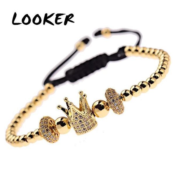 looker новый дизайн luxury gold crown cz белый циркон мужчины плетеный браслет медь колеса шариков braceletsbangles для женщин, Black
looker новый дизайн luxury gold crown cz белый циркон мужчины плетеный браслет медь колеса шариков braceletsbangles для женщин, Black