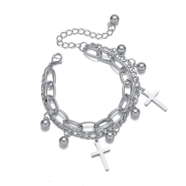 dcarzz cross stainless steel bracelets round charm bracelets punk jewelry chain double layers bead & bangles men gift1, Golden;silver 
dcarzz cross stainless steel bracelets round charm bracelets punk jewelry chain double layers bead & bangles men gift1, Golden;silver