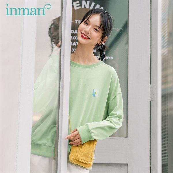 inman autumn new arrival cotton embroidery pure and fresh round collar rib cuff loose hoodie 201217, Black
inman autumn new arrival cotton embroidery pure and fresh round collar rib cuff loose hoodie 201217, Black