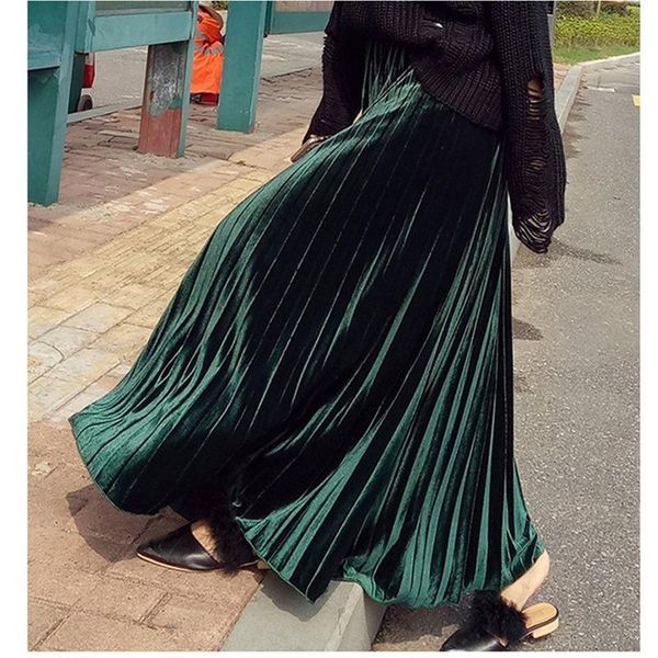 cross-border fall/winter 2020 women's mopping long gold velvet pleated solid color large skirt female trend, Black
cross-border fall/winter 2020 women's mopping long gold velvet pleated solid color large skirt female trend, Black