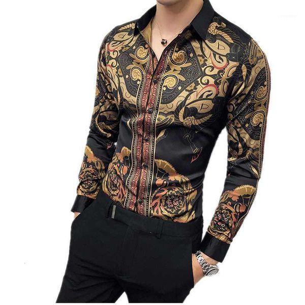 luxury black gold shirt male 2019 new slim long-sleeved petticoat men's personality fashion printing casual mens brand shirt1, White;black
luxury black gold shirt male 2019 new slim long-sleeved petticoat men's personality fashion printing casual mens brand shirt1, White;black