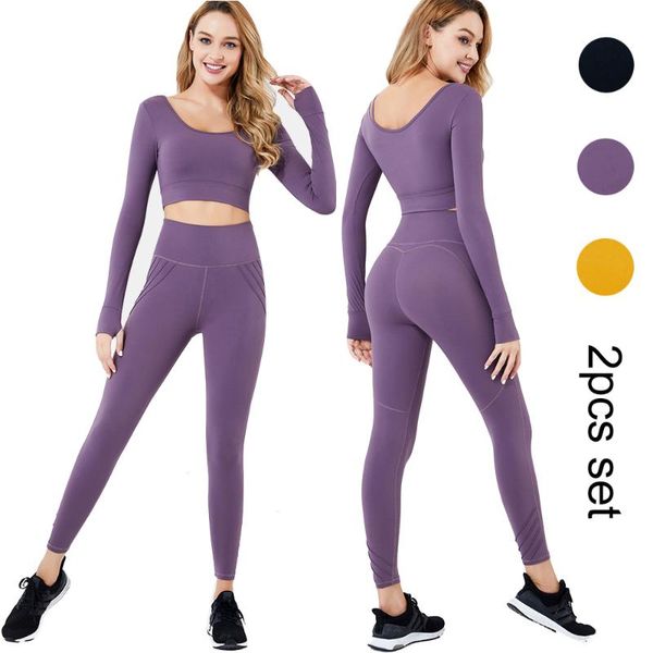 gym clothing women yoga set long sleeves and leggings 2 piece suit workout sportwear, White;black
gym clothing women yoga set long sleeves and leggings 2 piece suit workout sportwear, White;black