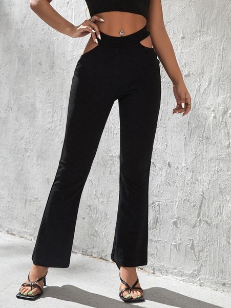 petite cut out waist flare leg pants y6mj#, Black;white
petite cut out waist flare leg pants y6mj#, Black;white