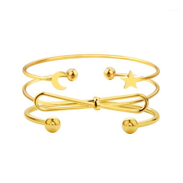 bangle sindlan bracelet fashion punk jewelry 3pcs / set vintage simple star moon big bow beads golden open for women1, Black
bangle sindlan bracelet fashion punk jewelry 3pcs / set vintage simple star moon big bow beads golden open for women1, Black