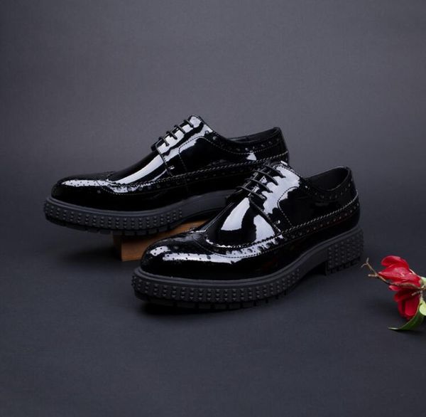 carved brogue shoes men lace up smart casual shoes genuine patent leather flats platform height increasing breathable shoe, Black
carved brogue shoes men lace up smart casual shoes genuine patent leather flats platform height increasing breathable shoe, Black