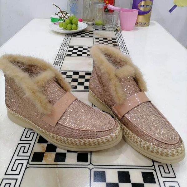 warm snow boots winter rhinestone thick bottom wool short boots genuine leather nature fur ankle shoes female, Black
warm snow boots winter rhinestone thick bottom wool short boots genuine leather nature fur ankle shoes female, Black