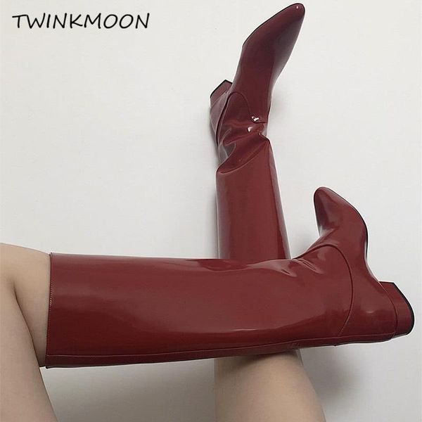 boots vintage wine red women's winter high point toe patent leather black knee low heel slip on casual botas
boots vintage wine red women's winter high point toe patent leather black knee low heel slip on casual botas