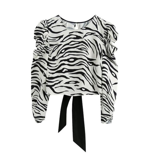 women zebra-stripe print puff sleeve short shirt vintage femme back fork bow blouse casual lady loose smock blusas s8012, White
women zebra-stripe print puff sleeve short shirt vintage femme back fork bow blouse casual lady loose smock blusas s8012, White