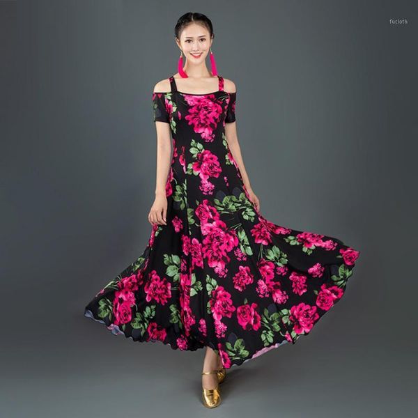 print short-sleeved ballroom dance dress waltz dress for ballroom dancing tango dance costumes spanish flamenco1, Black;red
print short-sleeved ballroom dance dress waltz dress for ballroom dancing tango dance costumes spanish flamenco1, Black;red