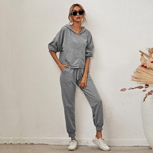 chifirena 2021 new solid women tracksuit hooded cardigan sweatshirt and slim pants 2 piece set workout running casual sportswear, Gray
chifirena 2021 new solid women tracksuit hooded cardigan sweatshirt and slim pants 2 piece set workout running casual sportswear, Gray