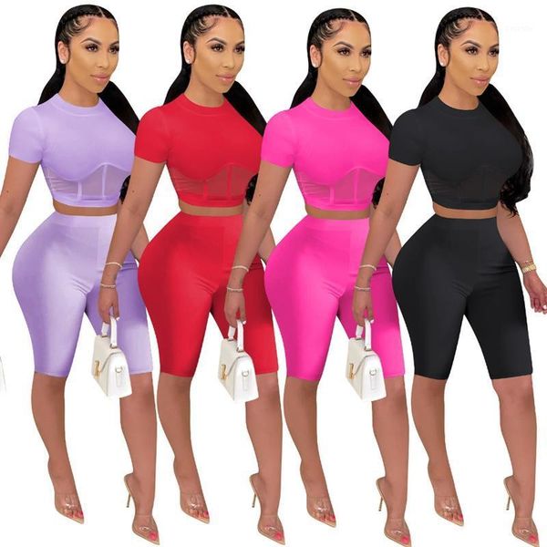 2020 women's mesh stitching flared pants sports short suit two-piece suit1, Gray
2020 women's mesh stitching flared pants sports short suit two-piece suit1, Gray